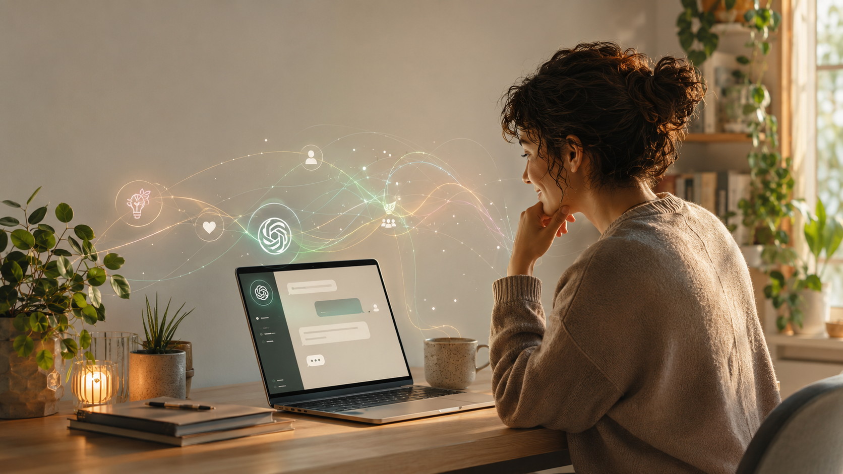 A collaborative meeting between human and AI.